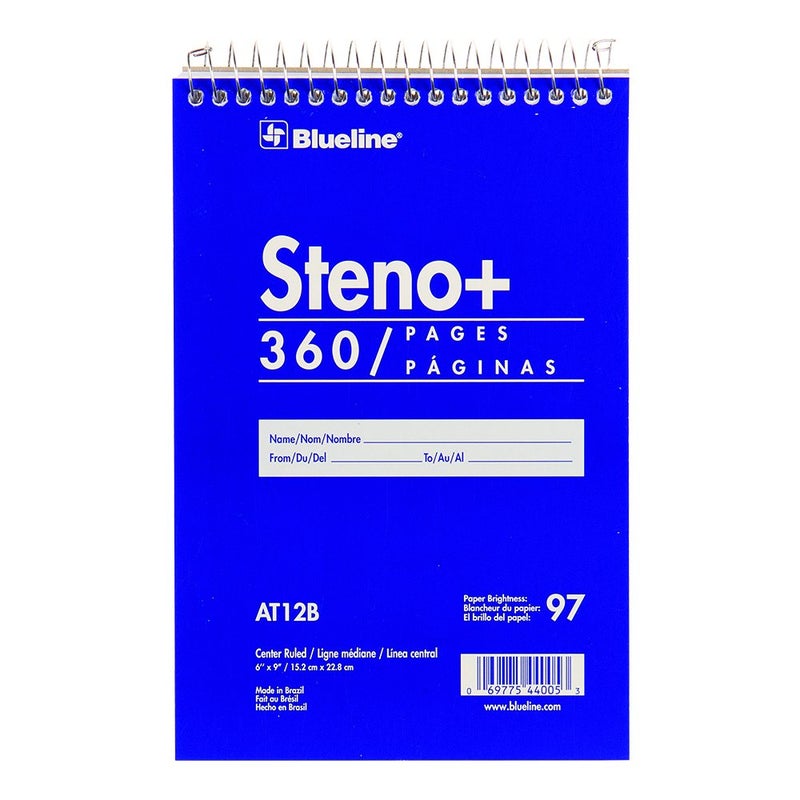 Blueline high-capacity steno pad, medium/college rule, blue cover, 180 white 6 x 9 sheets - Image 1